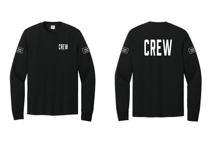 NYC Factory Custom Work Crew Uniform Cotton Long Sleeve Tee with Your Logo (Classic) - Chest + Back + Your Logo Sleeves - Black