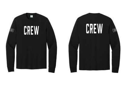 NYC Factory Custom Work Crew Uniform Cotton Long Sleeve Tee with Your Logo (Classic) - Front + Back + Your Logo Sleeve - Black