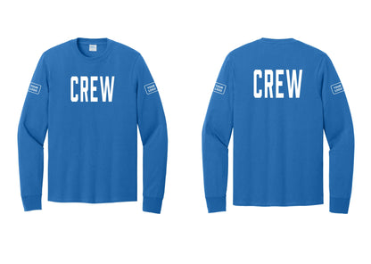 NYC Factory Custom Work Crew Uniform Cotton Long Sleeve Tee with Your Logo (Classic) - Front + Back + Your Logo Sleeves - Royal