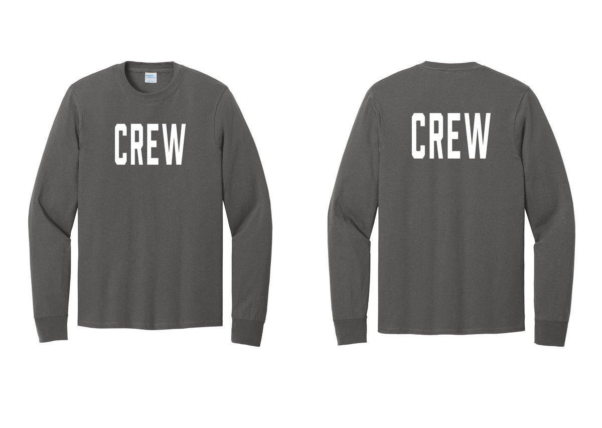 NYC Factory Crew Cotton Long Sleeve T-Shirt for Event Staff & Production Teams (Classic) - Front + Back - Charcoal