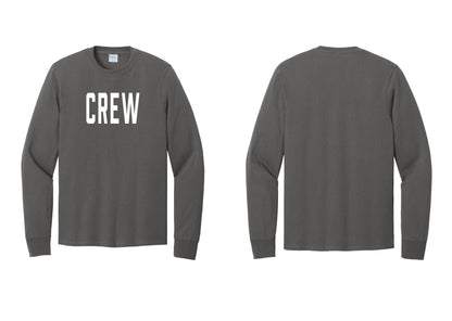 NYC Factory Crew Cotton Long Sleeve T-Shirt for Event Staff & Production Teams (Classic) - Front Only - Charcoal
