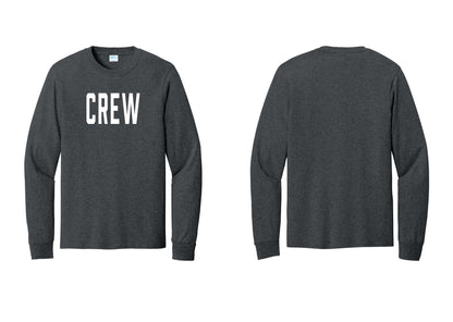 NYC Factory Crew Cotton Long Sleeve T-Shirt for Event Staff & Production Teams (Classic) - Front Only - Dark Heather Grey