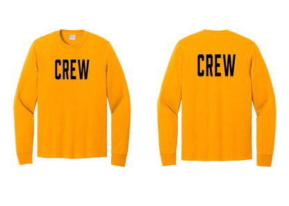 NYC Factory Crew Cotton Long Sleeve T-Shirt for Event Staff & Production Teams (Classic) - Front + Back - Gold