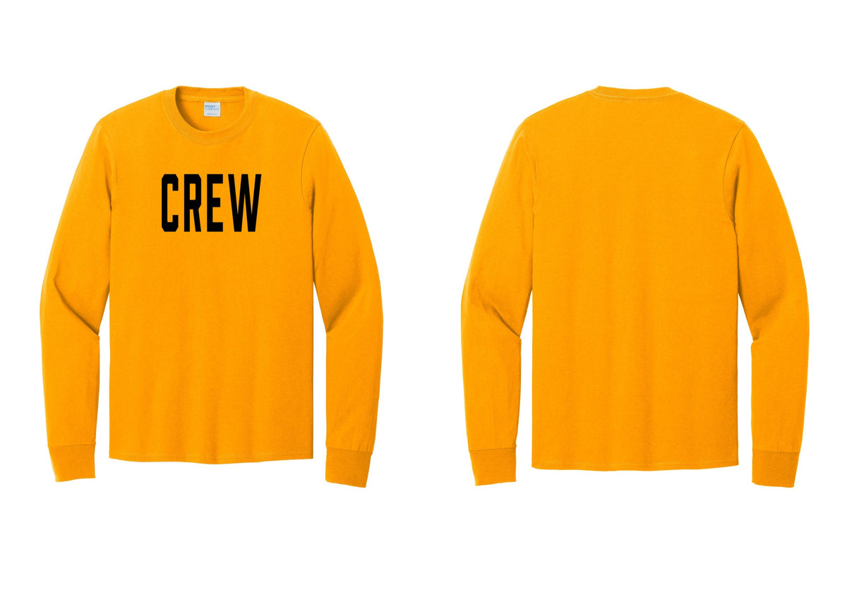 NYC Factory Crew Cotton Long Sleeve T-Shirt for Event Staff & Production Teams (Classic) - Front Only - Gold