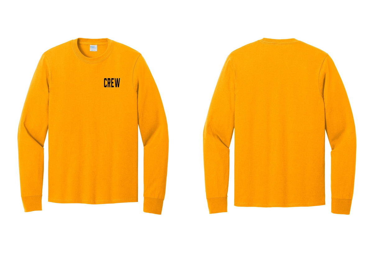 NYC Factory Crew Cotton Long Sleeve T-Shirt for Event Staff & Production Teams (Classic) - Chest Only - Gold