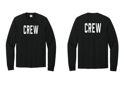 NYC Factory Crew Cotton Long Sleeve T-Shirt for Event Staff & Production Teams (Classic) - Front + Back - Black
