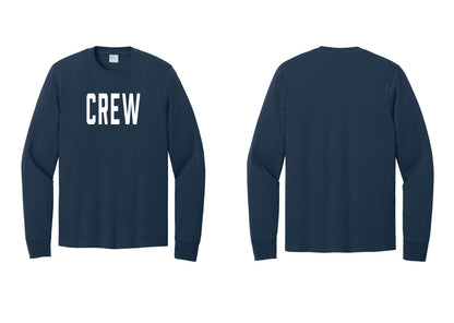 NYC Factory Crew Cotton Long Sleeve T-Shirt for Event Staff & Production Teams (Classic) - Front Only - Navy