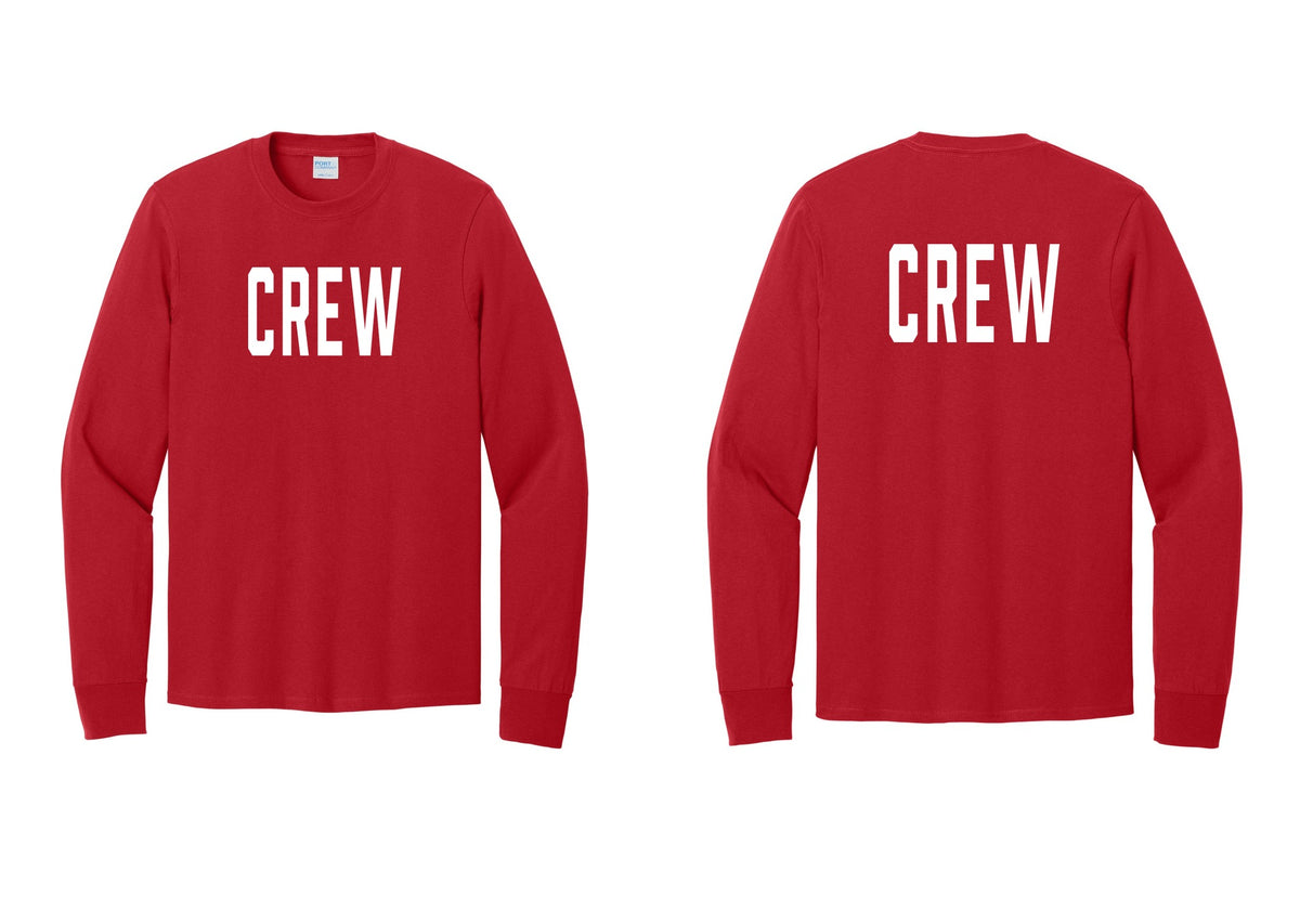 NYC Factory Crew Cotton Long Sleeve T-Shirt for Event Staff & Production Teams (Classic) - Front + Back - Red