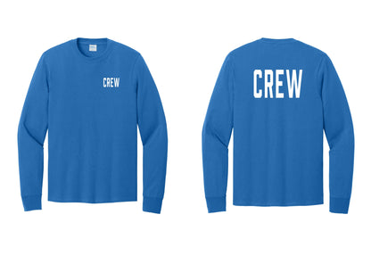 NYC Factory Crew Cotton Long Sleeve T-Shirt for Event Staff & Production Teams (Classic) - Chest + Back - Royal
