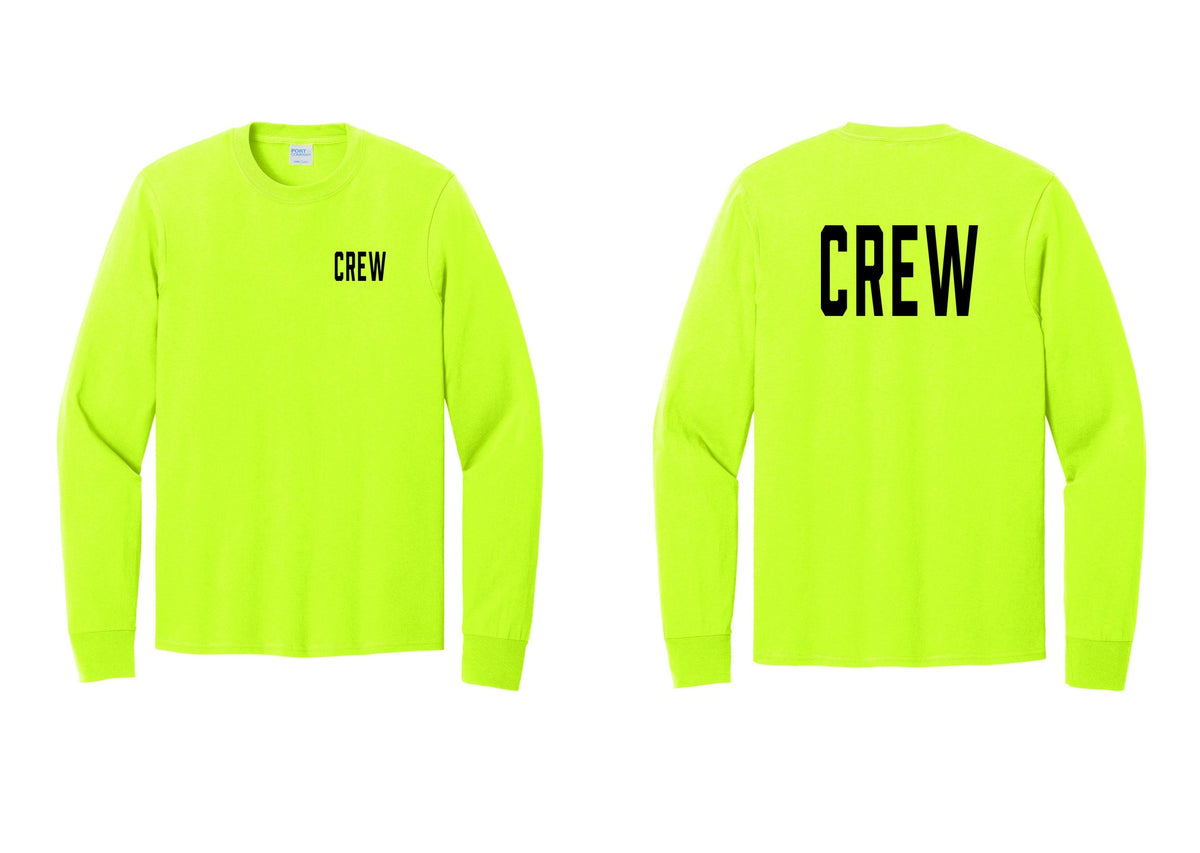 NYC Factory Crew Cotton Long Sleeve T-Shirt for Event Staff & Production Teams (Classic) - Chest + Back - Safety Green