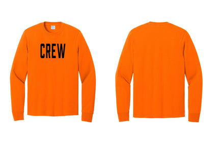 NYC Factory Crew Cotton Long Sleeve T-Shirt for Event Staff & Production Teams (Classic) - Front Only - Safety Orange