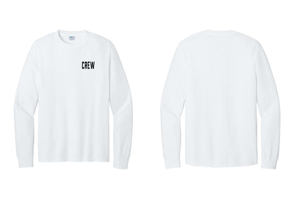 NYC Factory Crew Cotton Long Sleeve T-Shirt for Event Staff & Production Teams (Classic) - Chest Only - White