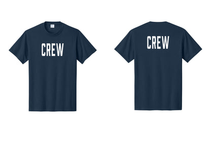 NYC Factory Crew T-Shirt, Condensed Lettering - Front + Back - Navy