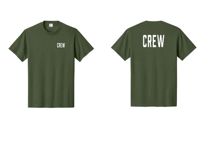 NYC Factory Crew T-Shirt, Condensed Lettering - Chest + Back - Olive