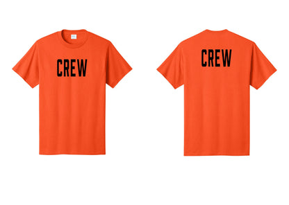 NYC Factory Crew T-Shirt, Condensed Lettering - Front + Back - Orange