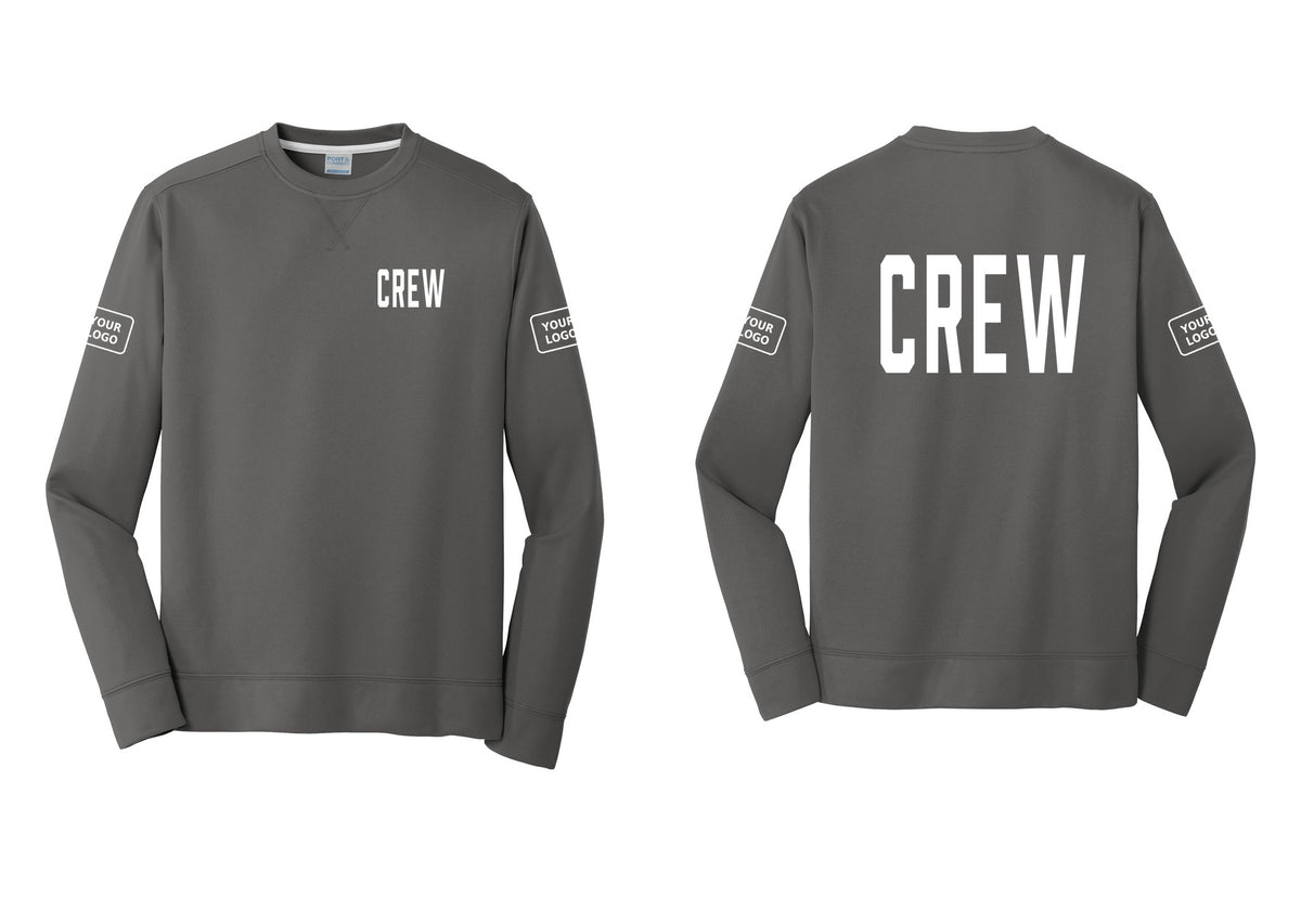NYC Factory Custom Work Crew Uniform Performance Fleece Crewneck Sweatshirt with Your Logo (Classic) - Chest + Back + Your Logo Sleeves - Charcoal