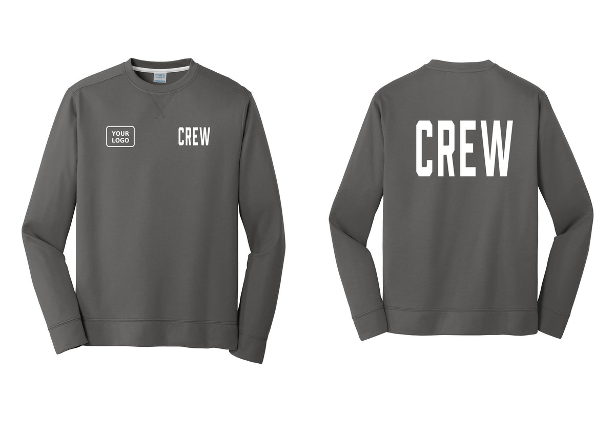 NYC Factory Custom Work Crew Uniform Performance Fleece Crewneck Sweatshirt with Your Logo (Classic) - CREW + Your Logo + Back - Charcoal