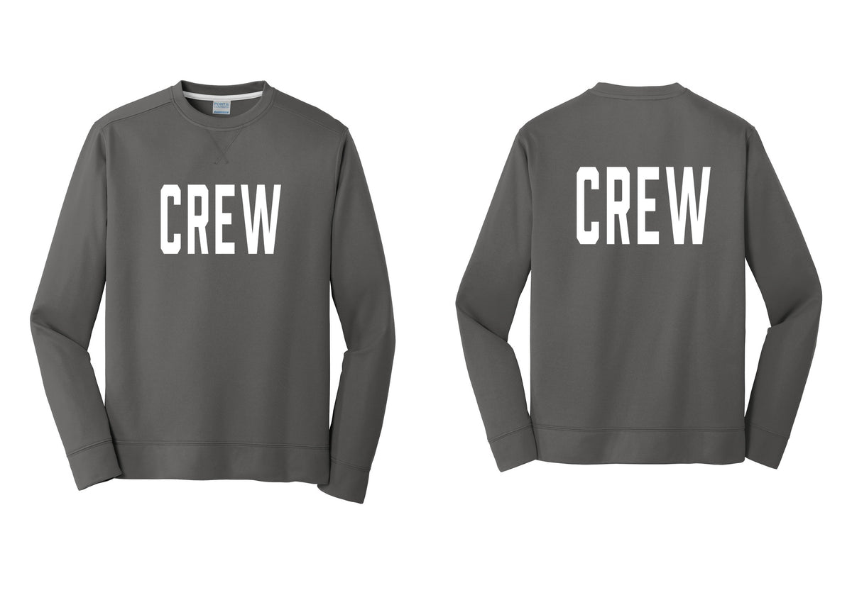 NYC Factory Crew Performance Fleece Crewneck Sweatshirt for Event Staff & Production Teams (Classic) - Front + Back - Charcoal