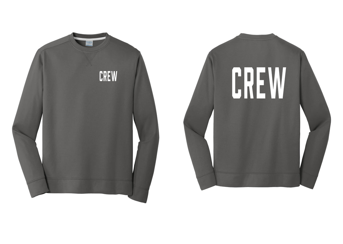 NYC Factory Crew Performance Fleece Crewneck Sweatshirt for Event Staff & Production Teams (Classic) - Chest + Back - Charcoal