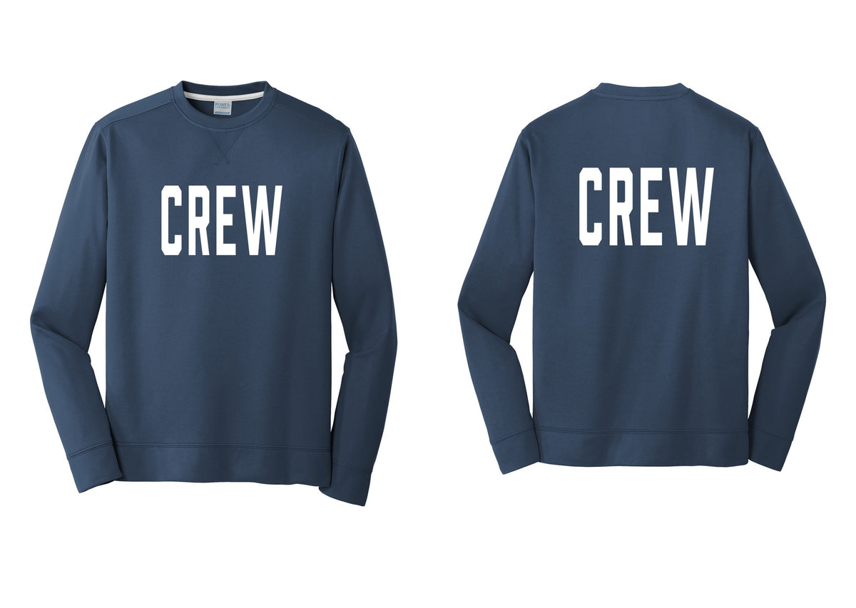 NYC Factory Crew Performance Fleece Crewneck Sweatshirt for Event Staff & Production Teams (Classic) - Front + Back - Navy