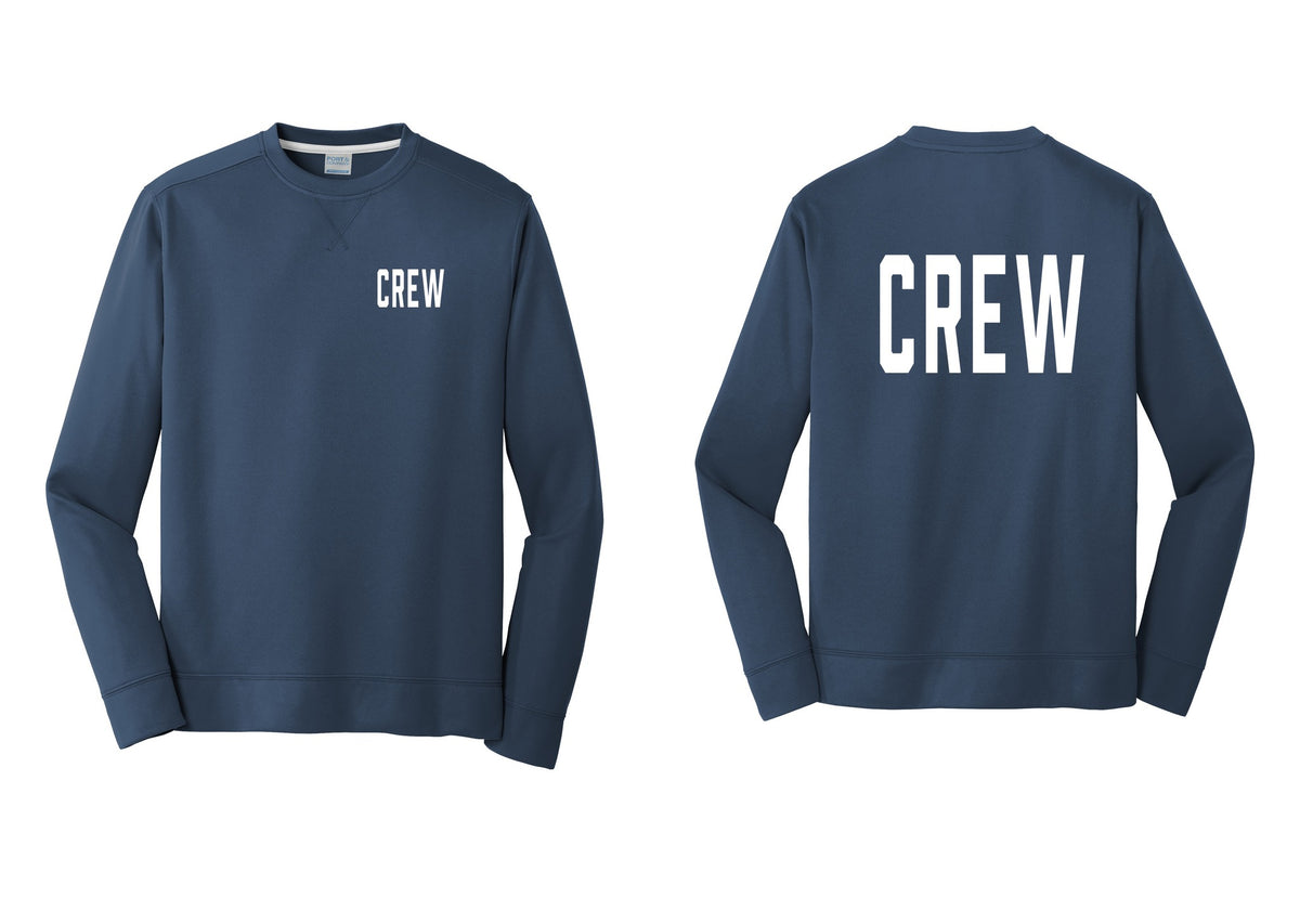 NYC Factory Crew Performance Fleece Crewneck Sweatshirt for Event Staff & Production Teams (Classic) - Chest + Back - Navy