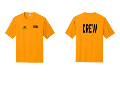 NYC Factory Custom Work Crew Uniform Performance Tee with Your Logo (Classic) - CREW + Your Logo + Back - Gold