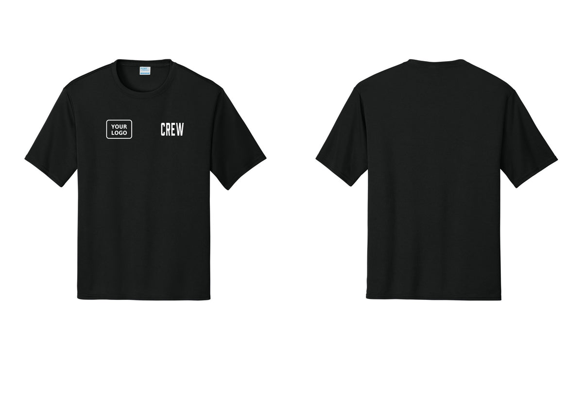NYC Factory Custom Work Crew Uniform Performance Tee with Your Logo (Classic) - CREW + Your Logo - Black