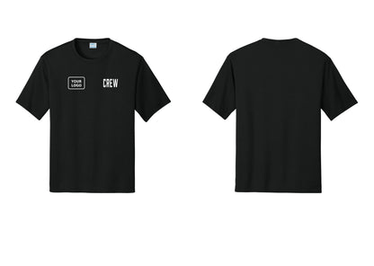 NYC Factory Custom Work Crew Uniform Performance Tee with Your Logo (Classic) - CREW + Your Logo - Black