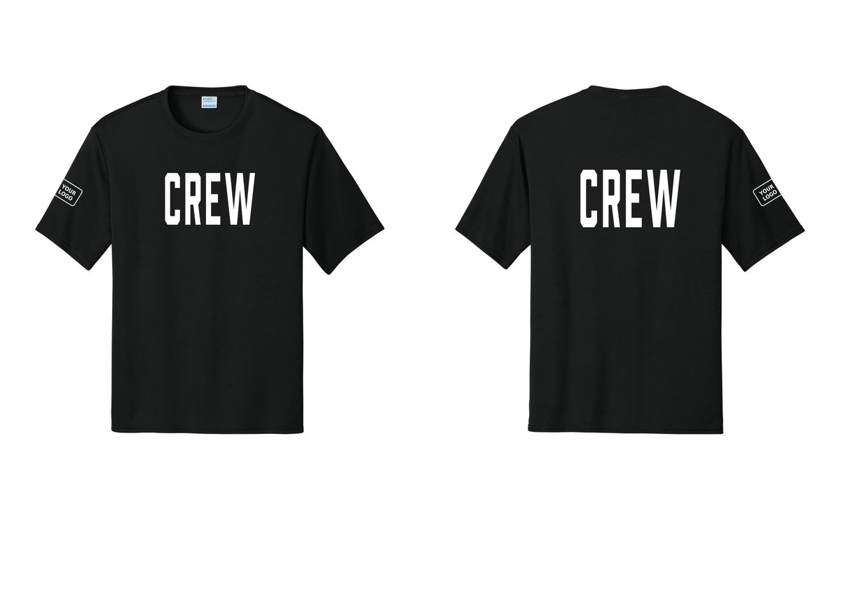 NYC Factory Custom Work Crew Uniform Performance Tee with Your Logo (Classic) - Front + Back + Your Logo Sleeve - Black