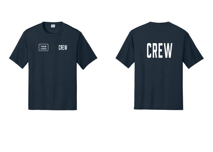 NYC Factory Custom Work Crew Uniform Performance Tee with Your Logo (Classic) - CREW + Your Logo + Back - Navy