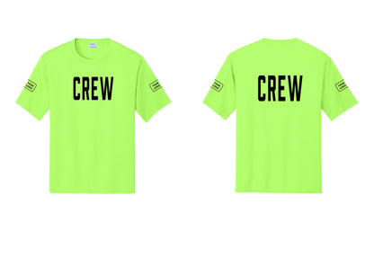 NYC Factory Custom Work Crew Uniform Performance Tee with Your Logo (Classic) - Front + Back + Your Logo Sleeves - Neon Green
