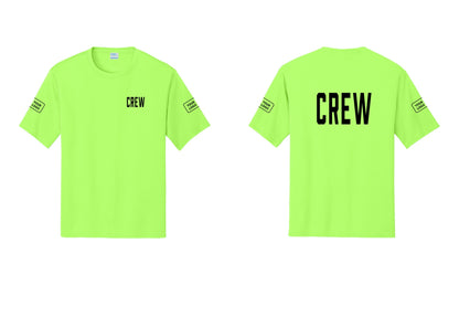 NYC Factory Custom Work Crew Uniform Performance Tee with Your Logo (Classic) - Chest + Back + Your Logo Sleeves - Neon Green