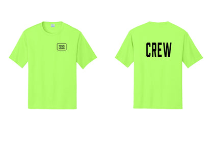 NYC Factory Custom Work Crew Uniform Performance Tee with Your Logo (Classic) - Your Logo + Back - Neon Green