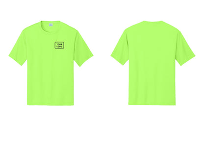 NYC Factory Custom Work Crew Uniform Performance Tee with Your Logo (Classic) - Your Logo Only - Neon Green