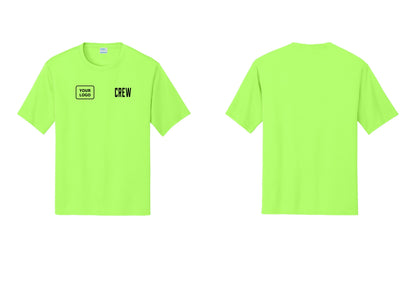 NYC Factory Custom Work Crew Uniform Performance Tee with Your Logo (Classic) - CREW + Your Logo - Neon Green
