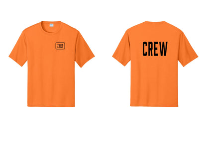 NYC Factory Custom Work Crew Uniform Performance Tee with Your Logo (Classic) - Your Logo + Back - Neon Orange