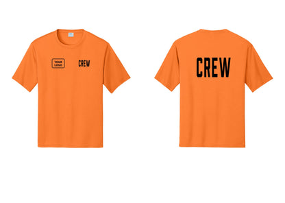 NYC Factory Custom Work Crew Uniform Performance Tee with Your Logo (Classic) - CREW + Your Logo + Back - Neon Orange