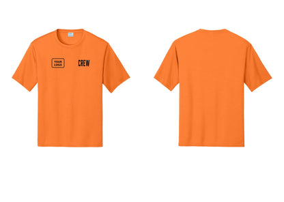 NYC Factory Custom Work Crew Uniform Performance Tee with Your Logo (Classic) - CREW + Your Logo - Neon Orange