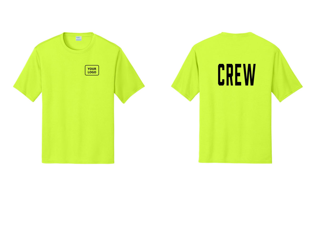 NYC Factory Custom Work Crew Uniform Performance Tee with Your Logo (Classic) - Your Logo + Back - Neon Yellow
