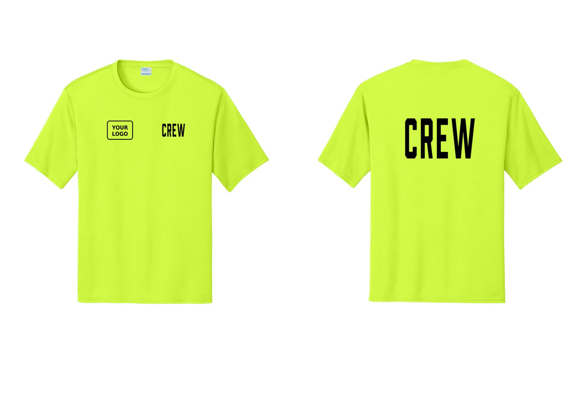 NYC Factory Custom Work Crew Uniform Performance Tee with Your Logo (Classic) - CREW + Your Logo + Back - Neon Yellow