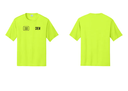 NYC Factory Custom Work Crew Uniform Performance Tee with Your Logo (Classic) - CREW + Your Logo - Neon Yellow