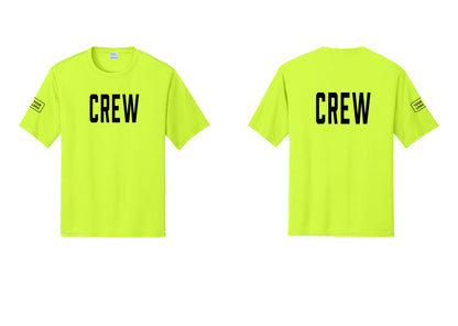 NYC Factory Custom Work Crew Uniform Performance Tee with Your Logo (Classic) - Front + Back + Your Logo Sleeve - Neon Yellow