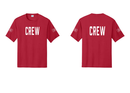 NYC Factory Custom Work Crew Uniform Performance Tee with Your Logo (Classic) - Front + Back + Your Logo Sleeves - Red