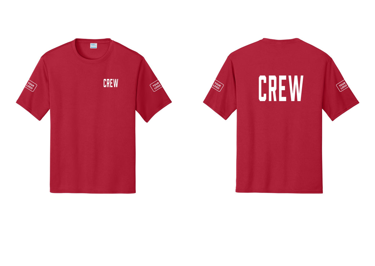 NYC Factory Custom Work Crew Uniform Performance Tee with Your Logo (Classic) - Chest + Back + Your Logo Sleeves - Red