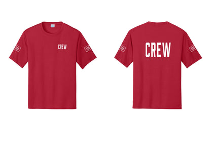 NYC Factory Custom Work Crew Uniform Performance Tee with Your Logo (Classic) - Chest + Back + Your Logo Sleeves - Red