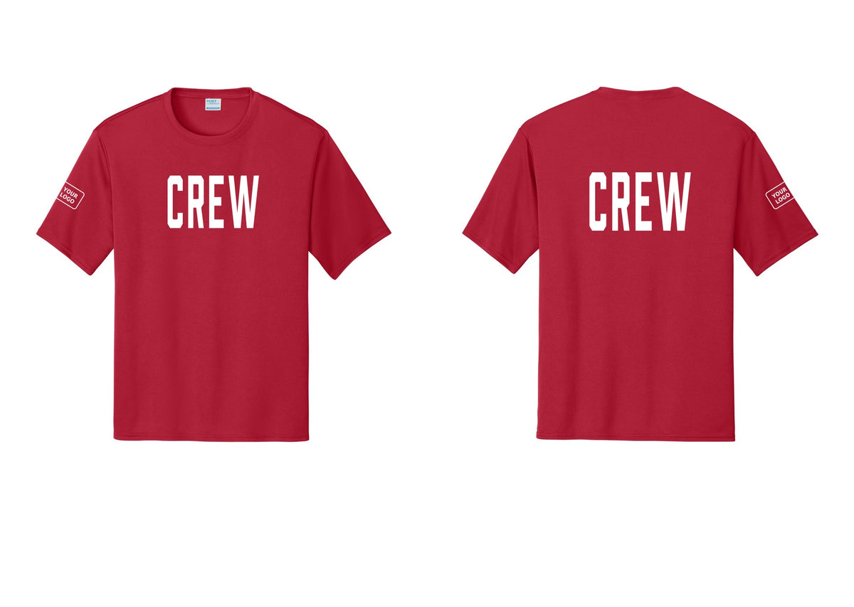 NYC Factory Custom Work Crew Uniform Performance Tee with Your Logo (Classic) - Front + Back + Your Logo Sleeve - Red