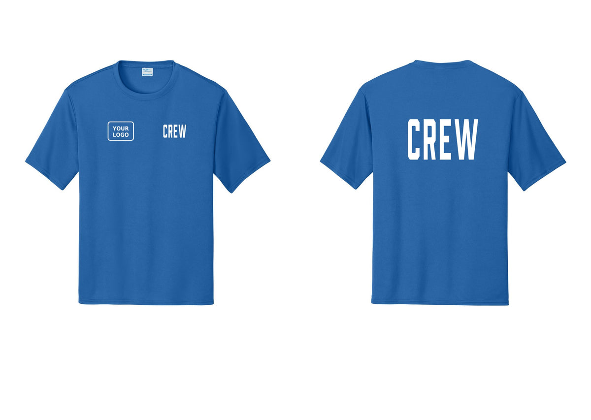 NYC Factory Custom Work Crew Uniform Performance Tee with Your Logo (Classic) - CREW + Your Logo + Back - Royal