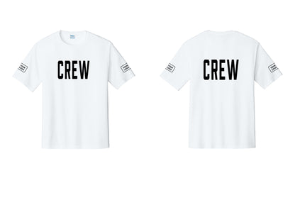 NYC Factory Custom Work Crew Uniform Performance Tee with Your Logo (Classic) - Front + Back + Your Logo Sleeves - White