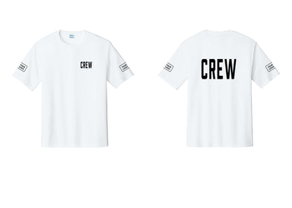 NYC Factory Custom Work Crew Uniform Performance Tee with Your Logo (Classic) - Chest + Back + Your Logo Sleeves - White