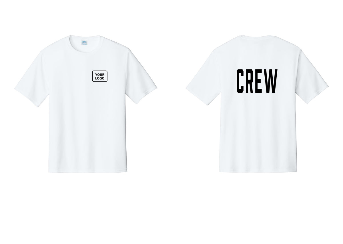 NYC Factory Custom Work Crew Uniform Performance Tee with Your Logo (Classic) - Your Logo + Back - White
